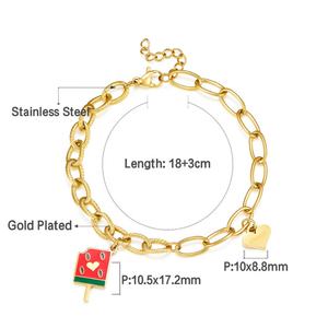 สร้อยข้อมือสแตนเลสทรงไอศกรีมหลากสีพร้อมจี้รูปหัวใจ ของขวัญสำหรับผู้หญิง - Product Image 4