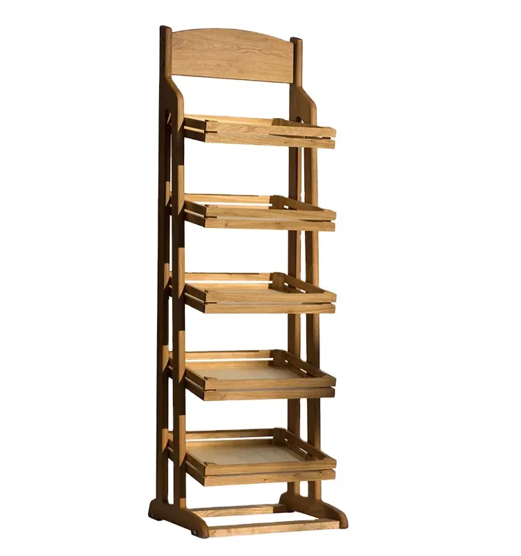 Free Design 5-Tiered Pet Dog Products Store Flooring Wooden Shelves Retail Commercial Food Display