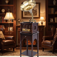 Reproductor USB Multifuncional de Metal Estilo Antiguo con Vinilo y Radio AM/FM, Altavoces, Carga Rápida 3A para iPhone
