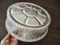 Grande taille 332mm diamètre table à vapeur grils alimentaires jetables feuille d'aluminium cuisson BBQ casseroles pleine grandeur plateaux profonds matériau PET