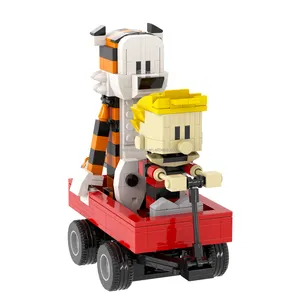 Nieuwe Calvin En Hobbes Tijger Auto Stenen Sets Model Plastic Bouwstenen Sets Cadeau Puzzel Kinderen Speelgoed 439 Stuks Moc1348