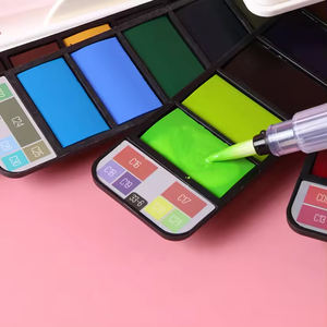 Venta al por mayor 25 colores artista Mini portátil sólido acuarela pigmento pintura conjunto caja de bolsillo con 1 pincel pluma - Product Image 6