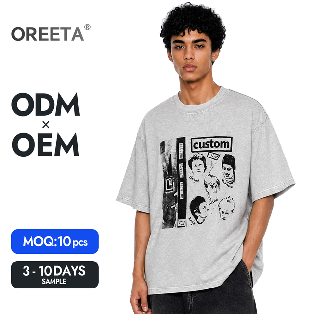 Custom Logo Men's Streetwear T-Shirt High Quality Cotton Breathable Vintage Character Graphic Custom Brand Print