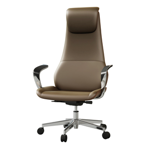 Fauteuil de Direction de Bureau Moderne de Luxe, Confortable, en Cuir Véritable Marron, avec Accents de Style Contemporain - Product Image 6