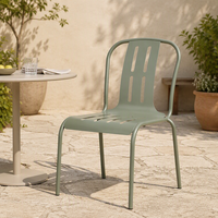 Chaise d'extérieur empilable en aluminium vert clair, chaise de jardin en métal avec revêtement poudré pour terrasse
