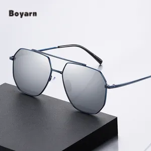 Boyarn Moda Polarizada Vintage Oval Preço competitivo personalizado Dia Noite Driver Mens Color Double Bridge Sunglasses