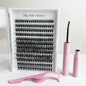 Yeni tasarım DIY kirpik kiti Segment kirpik 20D 30D 40D bireysel küme ipek kabarık fanlar düğüm ücretsiz Lashes Diy kirpik uzatma