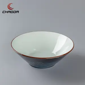 豪华陶瓷白色8/10英寸碗日式碗8英寸蓝色陶瓷碗装饰