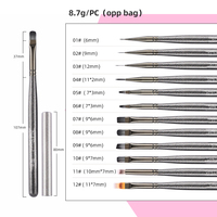 Chaude 1/12 pièces gris métal tige Nail Art brosse ensemble en gros stylo à colorier grand carré rond luminothérapie stylo Halo stylo