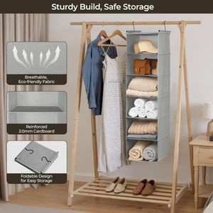 6 <b>Shelf</b> Hanging Closet Organizer 33x15x85cm Foldable Fabric Storage For Behind Doors On Walls Neatening - Product Image 4