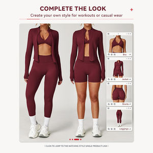 Зимняя спортивная одежда: комплект для фитнеса и повседневной носки – леггинсы с эффектом подтяжки ягодиц, спортивная куртка, спортивный бюстгальтер и облегающие брюки для женщин. - Product Image 3