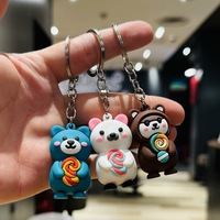 Porte-clés Ourson de Dessin Animé en Silicone Souple, Pendentif Poupée, Ornement de Sac à Dos pour Couple, Clochette Panda, Cadeau Créatif