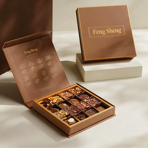 Caja de Regalo de Chocolate Marrón Bronce Personalizada de Alta Gama con Tapa de Concha para Bombones Artesanales y Empaque de Aperitivos Exquisitos, MOQ Bajo - Product Image 3