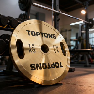 TOPTONS piringan berat baja krom perunggu kebugaran, pelat barbel angkat beban emas untuk latihan kekuatan - Product Image 2