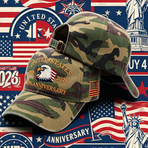 หมวกเบสบอลฉลองครบรอบ 250 ปีสหรัฐอเมริกา 1776-2026 หมวกวันประกาศอิสรภาพ หมวกปักลายธงชาติอเมริกา ลายอินทรี หมวกแก๊ปแบบวินเทจ - Product Image 5