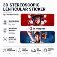 Pegatinas Lenticulares 3D de Animación para Niños, Adhesivos Impermeables para Loncheras, Estuches de Lápices, Cajas de Almacenamiento, Personalizadas