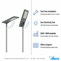 Lampadaire Solaire Tout-en-un de Qualité Commerciale 80W 100W 120W 150W avec Contrôle Intelligent et Minuterie, Batterie au Lithium Étanche pour Allées Extérieures