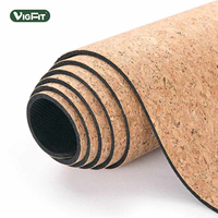 Tapis de yoga en liège naturel écologique avec logo personnalisé, base antidérapante en caoutchouc naturel, tapis de yoga en gros pour fitness et gym, marque privée