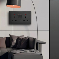 Interruptores de Pared con Botón de Luz Elegante, Universales para Reino Unido, 13/16A, Negro Mate de Alta Calidad, Fabricante de Tomas de Corriente Eléctricas