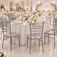 Chaise de salle à manger moderne en fer argenté, design bambou, pour hôtel, location, extérieur/intérieur, durable, pour mariages, fêtes, événements, banquets