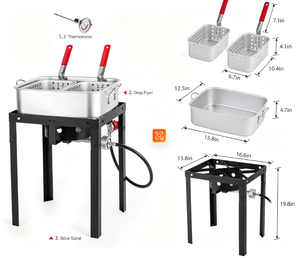 Kit de friteuse à poisson d'extérieur de 18 litres avec 2 paniers intérieurs et brûleur au propane de 58 000 BTU pour la friture du poisson, des ailes de poulet et des frites - Product Image 3