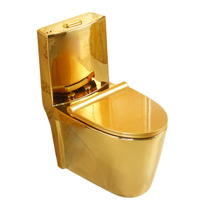 Inodoro de Lujo de Una Pieza con Diseño Moderno, Doble Descarga por Gravedad, Cerámica, Chapado en Oro, Montaje en Suelo, Sifón en P/S - Product Image 2