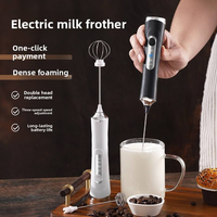 Mousseur à lait électrique en acier inoxydable, batteur portatif rechargeable, 2 têtes de mélange, 3 vitesses, écologique, pour café, mousse de matcha