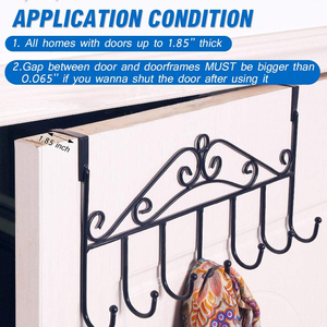 Crochets de porte détachables <span class=keywords><strong>sans</strong></span> <span class=keywords><strong>Trace</strong></span>, 2 pièces, en métal, avec 7 crochets pour manteau - Product Image 6