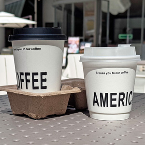 Vasos de Papel Desechables Personalizados de Doble Pared para Llevar, con Tapas, para Cafeterías - Product Image 5