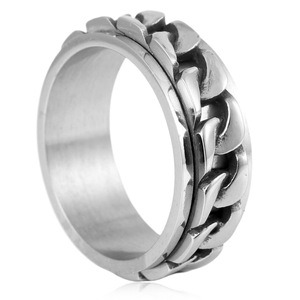 Anillo de cadena de acero inoxidable yunnique, banda giratoria unisex estilo punk rock, regalo de joyería plateada - Product Image 3