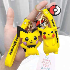 Porte-clés de voiture en caoutchouc mignon de dessin animé Pokémon <span class=keywords><strong>Pikachu</strong></span> Digimon, pendentif de sac, petit cadeau du fabricant - Product Image 1