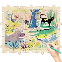 50 pièces de puzzles en bois vierges non finies, grandes plaques de bois naturel pour peinture DIY, graffiti, artisanat, décoration artistique
