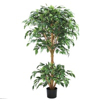 Vente en gros d'arbres artificiels en ficus réalistes de 150 cm, plante verte artificielle réaliste, décoration pour les espaces intérieurs de la maison et du bureau