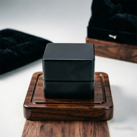 Boîte à bijoux carrée en bois noir brillant avec doublure en velours gris, logo personnalisé, boîte à bijoux pour bague, demande en mariage, emballage cadeau de mariage