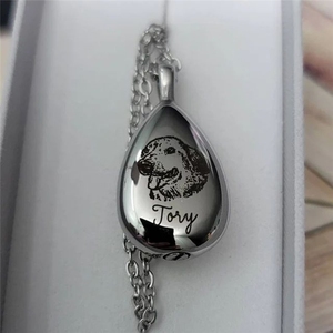 Özelleştirilebilir Pet Köpek Külleri Kolye Hatıra Anıt Kolye Gözyaşı Şeklinde Urn Kolye Külleri için Kadın Erkek Kremasyon Takı - Product Image 3