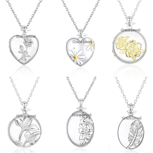 Grace Jewel-Collier <span class=keywords><strong>avec</strong></span> boîte <span class=keywords><strong>photo</strong></span> en argent sterling 925 personnalisé, médaillon ouvrable en plaqué rhodium, chaîne <span class=keywords><strong>gravée</strong></span> vierge en zircon vintage - Product Image 1