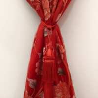 Prêt à expédier : Ensemble de 2 panneaux de rideaux de luxe à imprimé floral, voilages avec cantonnière et rideaux occultants à franges pour la maison