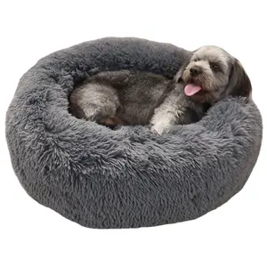 CF-cama lavable para mascotas, cojín esponjoso de felpa lavable, redondo, respetuoso con el medio ambiente, sofá grande de lujo para perros