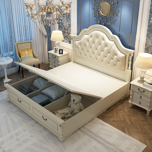 Letto Matrimoniale in Legno di Pino Massiccio Stile Americano di Lusso, 1,8 Metri, Design Moderno e Minimalista per Camera da Letto Principale - Product Image 4