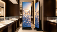 Écran LED pliable P1.25 pour intérieur, support vertical sur pied, structure compacte pliable pour la publicité portable et les salons professionnels