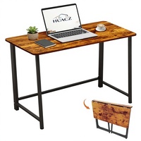 Bureau pliant Huacz 31,5 pouces, brun rustique, compact, léger, pour la maison, le bureau, le dortoir, l'espace de travail artisanal, montage facile