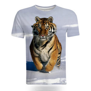 T-shirt à manches courtes pour homme, imprimé animal 3D, tigre, coupe ample, impression numérique, longueur normale, tissu tricoté, vêtements décontractés d'été - Product Image 5