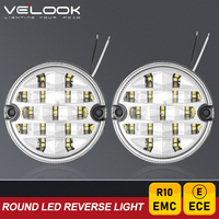 Feu de recul LED rond étanche pour remorque, caravane, bus, autocar, minibus, homologation ECE, 95 mm, blanc