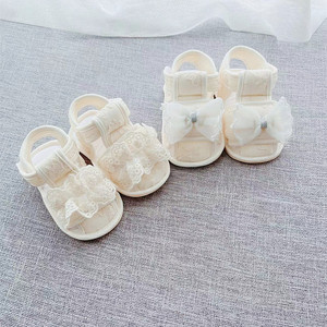 Sandales d'été pour bébés filles de 0 à 1 an, style princesse, avec semelle souple en caoutchouc, nœud blanc, plates et antidérapantes - Product Image 3