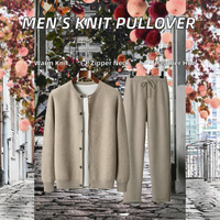 Ensemble de cardigan en cachemire mélangé pour homme, pull à manches longues et pantalon à cordon de serrage pour l'automne et l'hiver