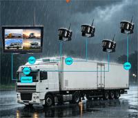 Système de caméra sans fil AHD 4CH pour camion avec moniteur IPS 10 pouces, 2.4G longue portée, DVR AHD 1080P, IP68 pour camionnette, camion-citerne et camion à plateau