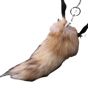 25-30cm cena enorme y esponjoso Sunny Fox cola llavero piel Cosplay juguete bolso accesorios zorro anillo pompón borlas