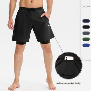 2025 New Men's Mid Waist Casual Sport Solid Quick Dry Breathable Summer Cargo Shorts Loose Fit <b>Knee</b> Plain Dyed Hot Shorts - Product Image 1
