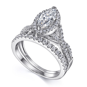 Luxury Rhodium Plated S925 Sterling <b>Silver</b> Marquise Zirconia <b>Ring</b> <b>Set</b> Perfect for Women's Engagement Wedding Anniversary Gifts - Product Image 4