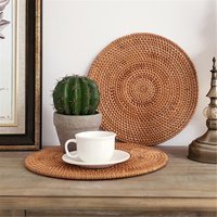 Sets de table ronds en rotin tressé à la main pour l'extérieur, décoratifs pour la cuisine et la salle à manger, style contemporain